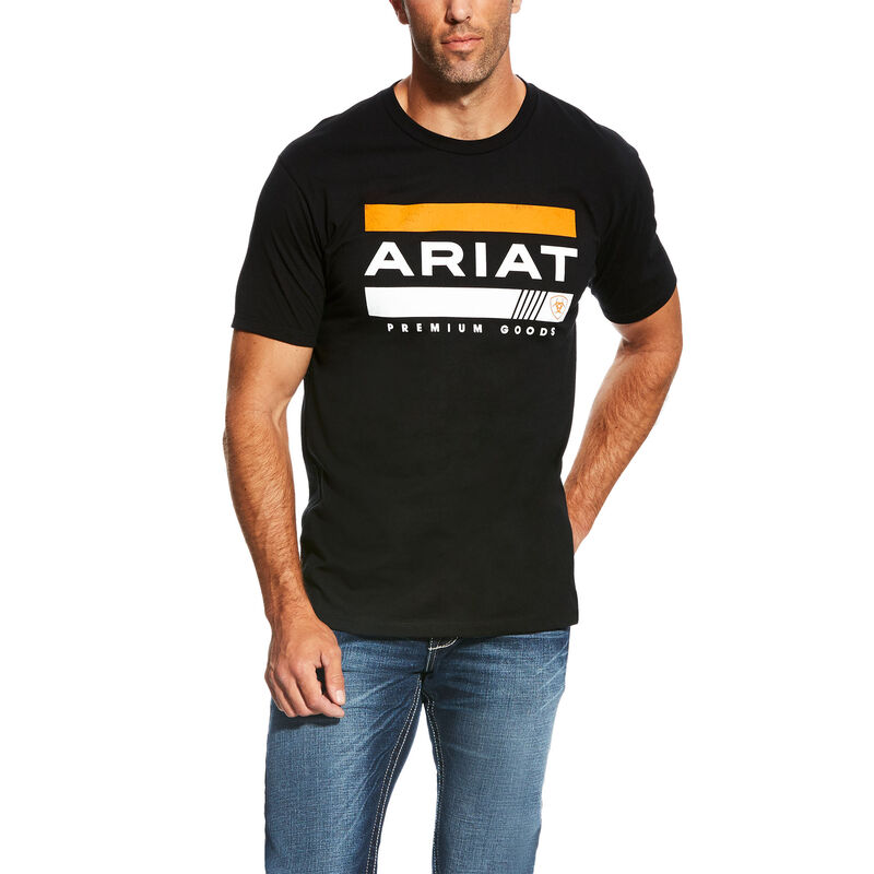 Ariat Bar Stripe - Miesten Mustat T-Paidat ( FXBNIS-839 )